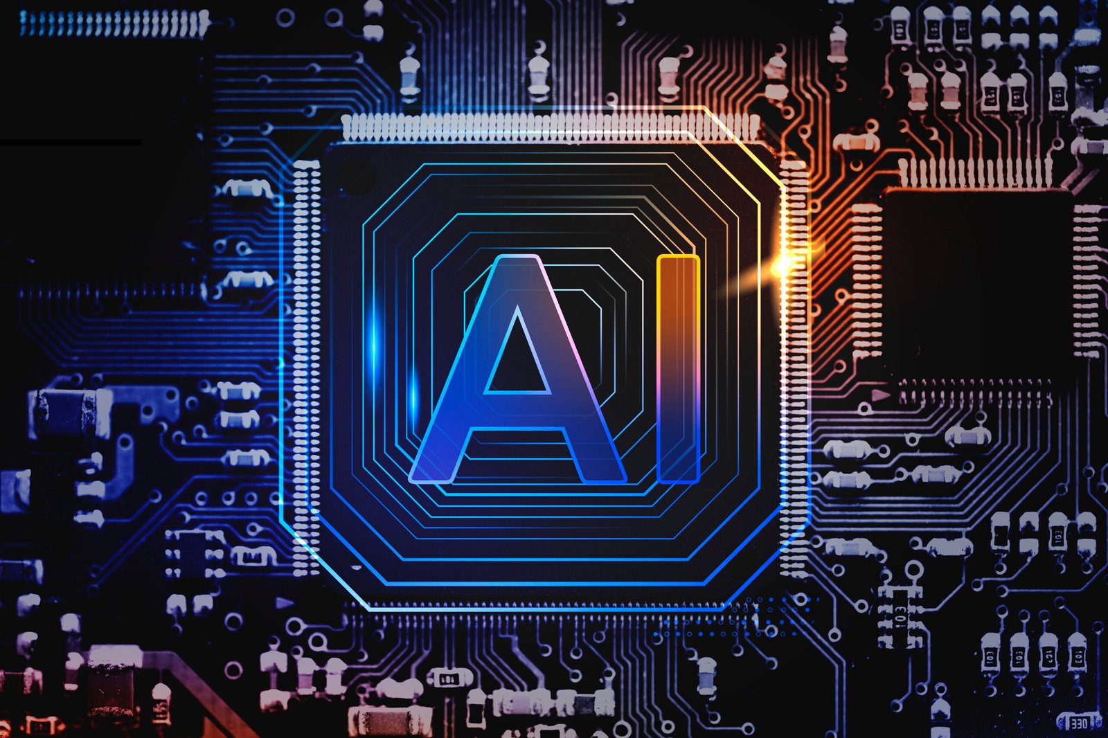 AI technology microchip background futuristic innovation technol