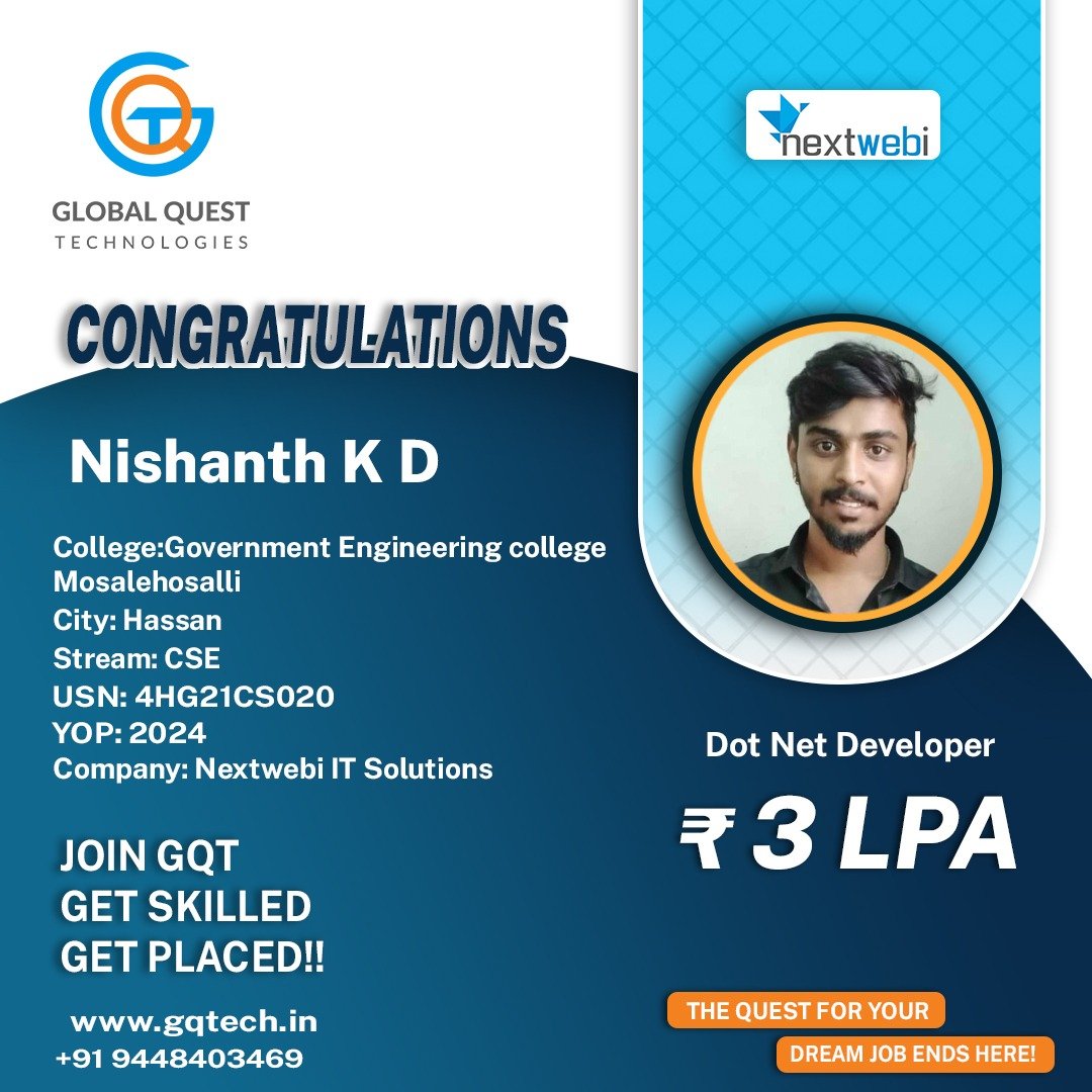 Nishanth K.D placement